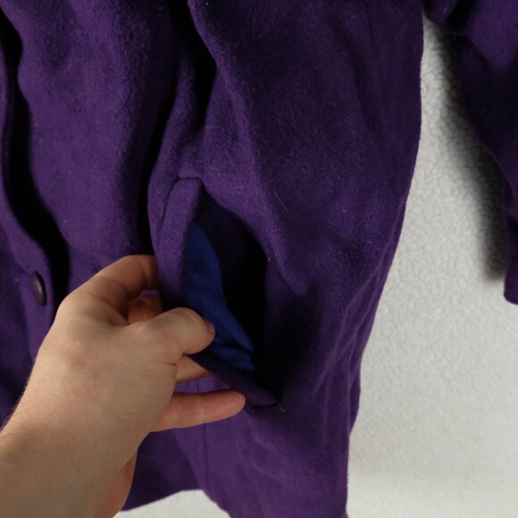 London Fog Coat Womens 12 M Purple Wool Cashmere Double Breasted Heavy 80S - Picture 4 of 10